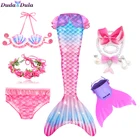 Костюм Русалки для девочек, Детский костюм для Хэллоуина, с аниме-принтом, купальник с хвостом Русалочки