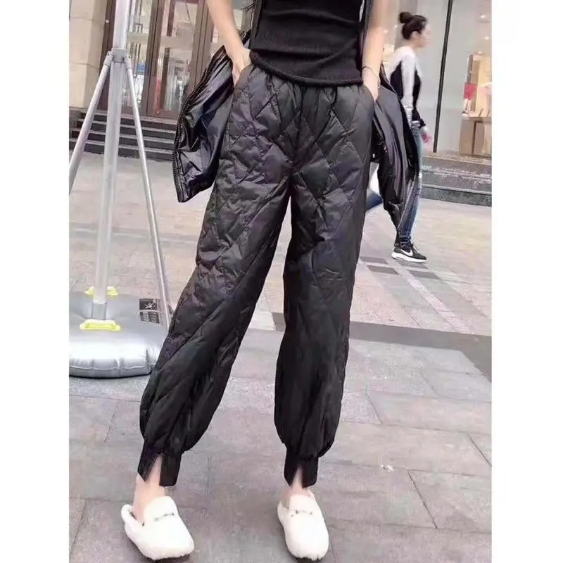 

Lightweight Cotton Pants Women's 2021 Autumn and Winter Fashion Small Leg Split Straight Tube Loose and Fat Mm Slim Casual Pants