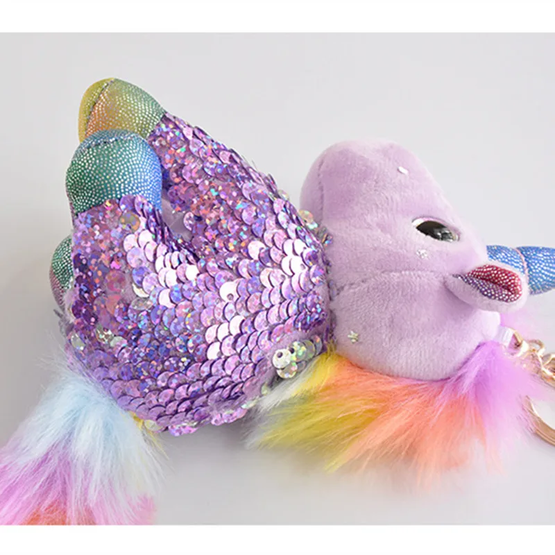 Новинка 2020 прямые продажи плюшевый брелок с пайетками и единорогом для рюкзака