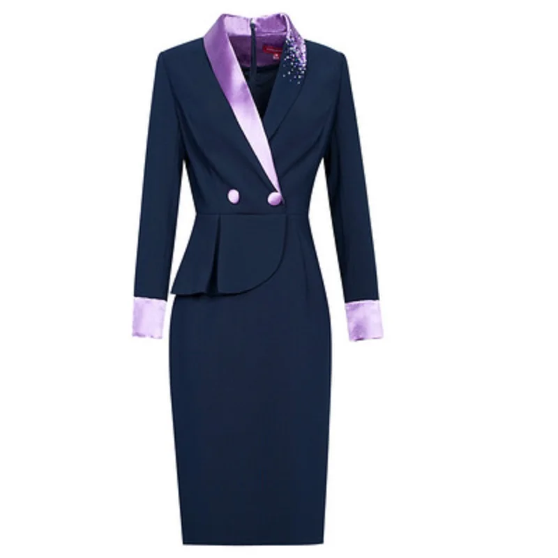 

Office lady Solid Fashion Fake two piece Ruffles dresses 2021 Autumn Spring beading dress women's slim patchwork luxury skirt