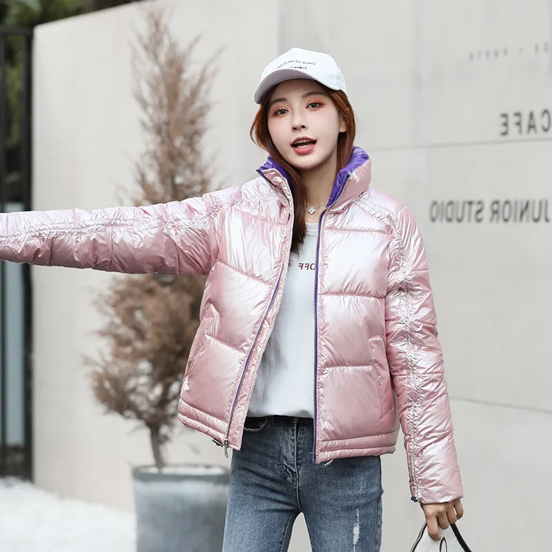 Полосатые женские короткие пальто и куртки повседневная теплая Модная зимняя