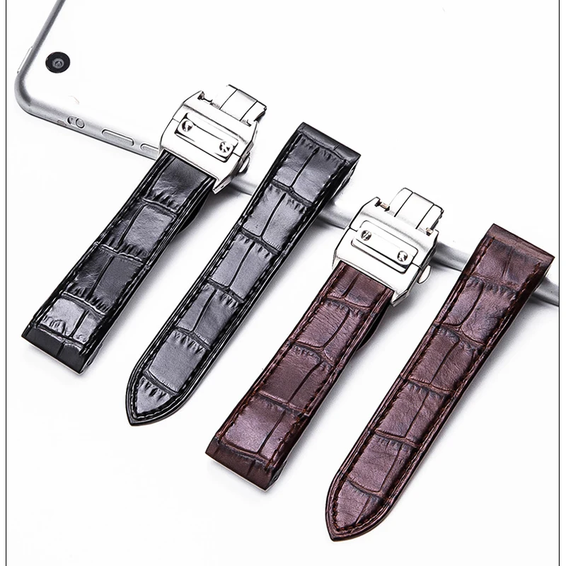 Cowhide Watch Bands 20mm 23mm Genuine Leather Suitable for Cartier Santos 100 Watch Strap Belt Pink Watchbands Watch Accessories