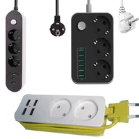 2 round pin eu plug power board switch 3usb 4usb 6usb cable universal socket electrical extension cord socket network filter