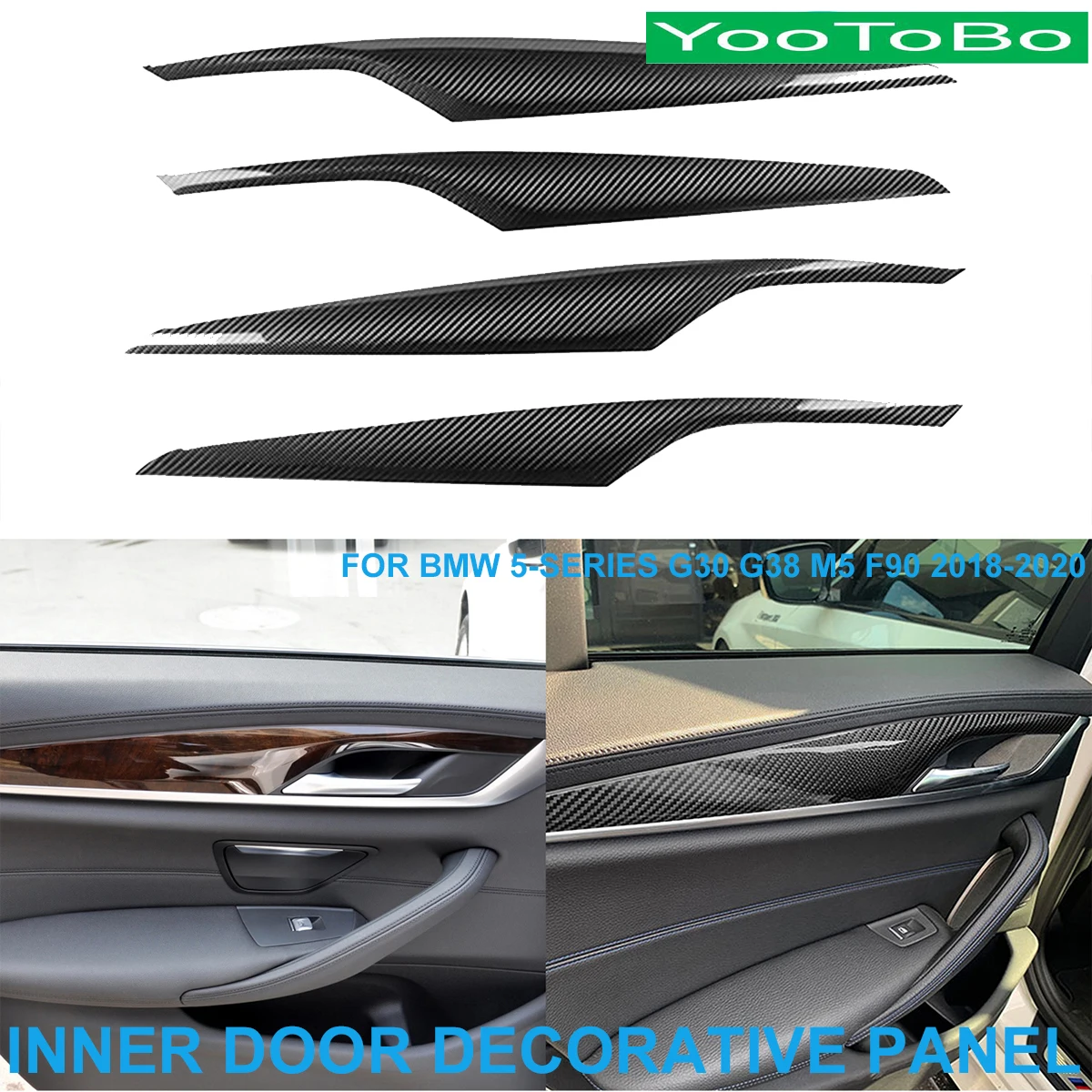 

LHD RHD Car Styling Real Carbon Fiber Interior Inner Door Decorative Panel Cover Trim Sticker For BMW 5-Series G30 G38 2018-2020