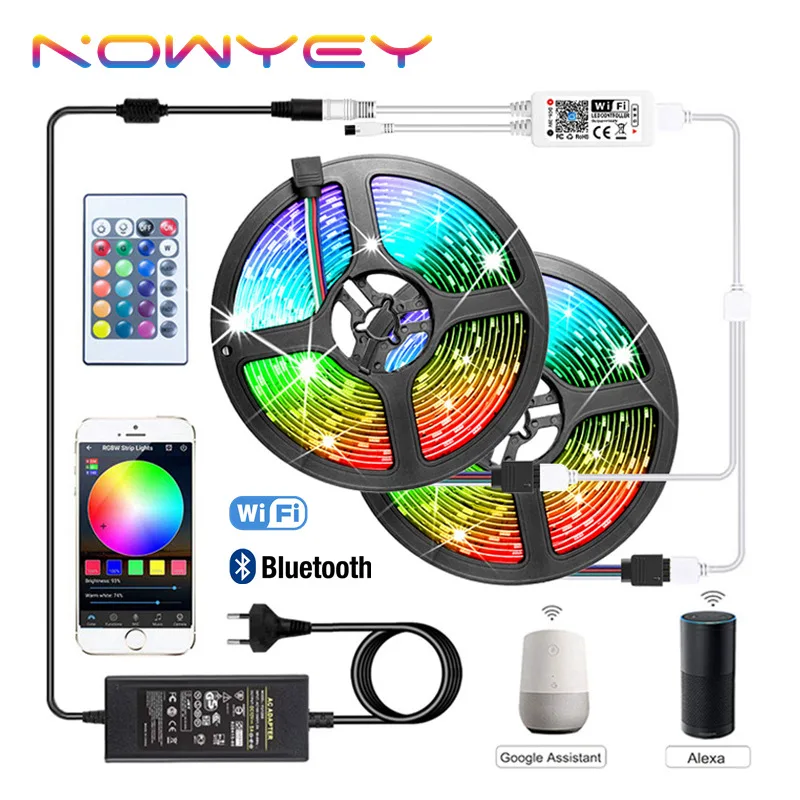 NOWYEY Светодиодная лента Smart WiFi RGB водонепроницаемая светодиодная 5 м 10 15 неоновая с