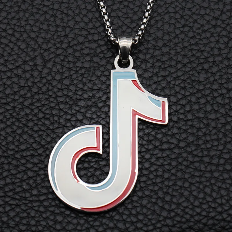 Rap Inspired Tick Note Necklace Pendant Tock Hip Hop Trendy Music Jewelry Stainless Steel Rock Chain Live broadcast Fans Gift | Украшения и