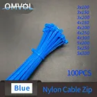100 шт. самоблокирующиеся пластиковые нейлоновые кабельные застежки, голубые Кабельные застежки, застежка-петля, кабель, различные характеристики