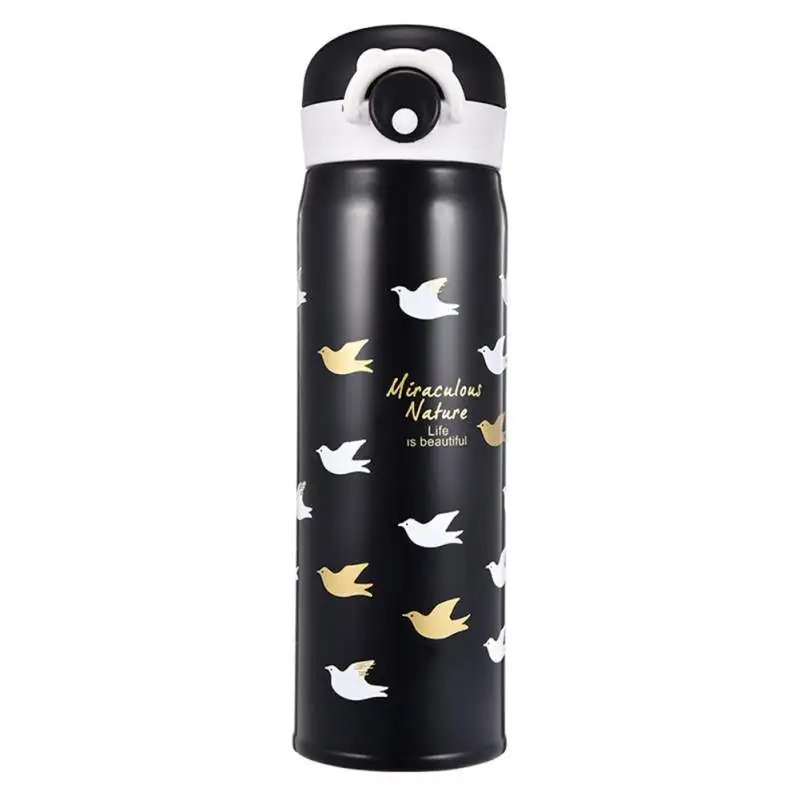Black Bird 500ml Новинка года. Двухслойная вакуумная колба из нержавеющей стали. Спортивная портативная Вакуумная чашка с жемчужным узором. Вакуумная чашка большой емкости - Цвет: Black Bird 500ml