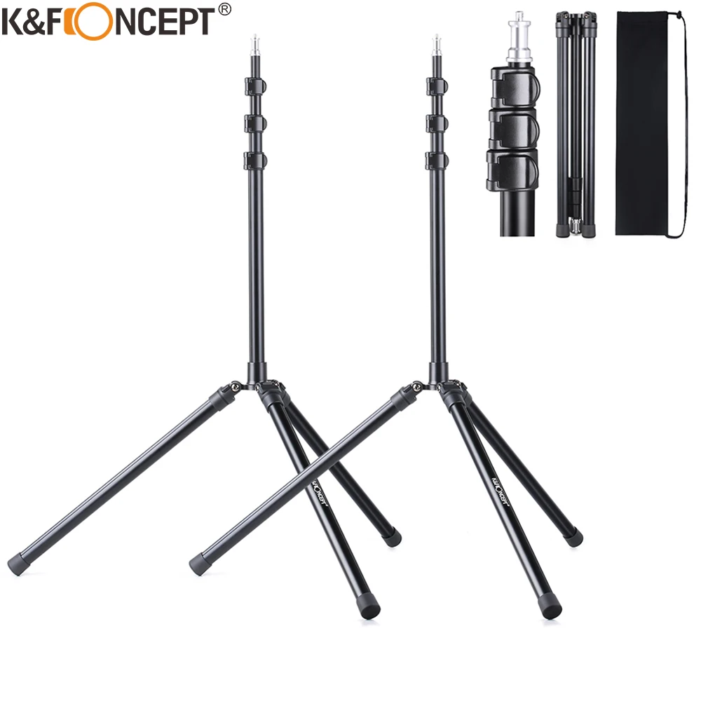 

K&F Concept 2Packs 79 inch Aluminium Reversible folding Tripod Light Stands for Portrait Product Photography Softboxes Umbrellas