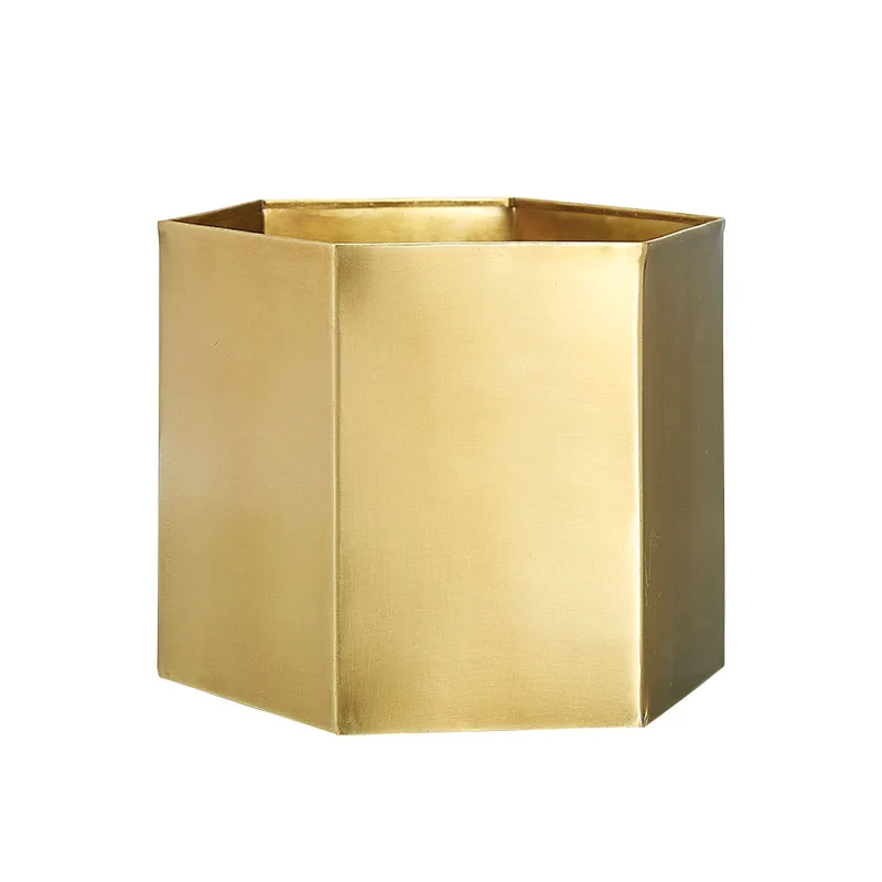 American gold metal brass geometric vase pen holder storage ornaments flower dried flowers home decoration | Дом и сад