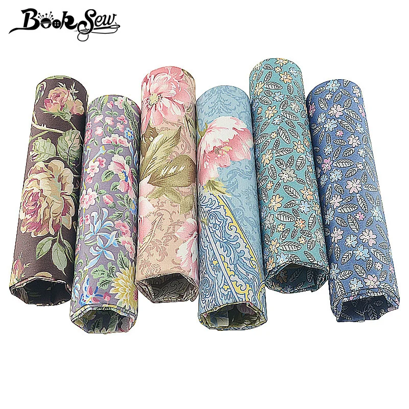 Booksew 6 PCS/lot 40x 50cm Scrapbooking Patchwork DIY Sewing Material Textile Tissu Coton Floral Fabric Cotton Twill Cloth
