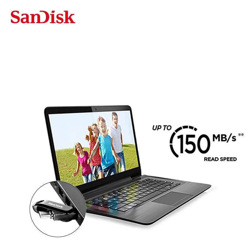 SanDisk USB флеш накопитель OTG 3 1 Type C 32 Гб 64 до 150 МБ/с./с Флешка 128 ГБ 256 для мобильного