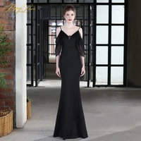 berylove black formal evening dress elegant party dresses lantern sleeve beads mermaid luxury celebrity dresses robe de soiree
