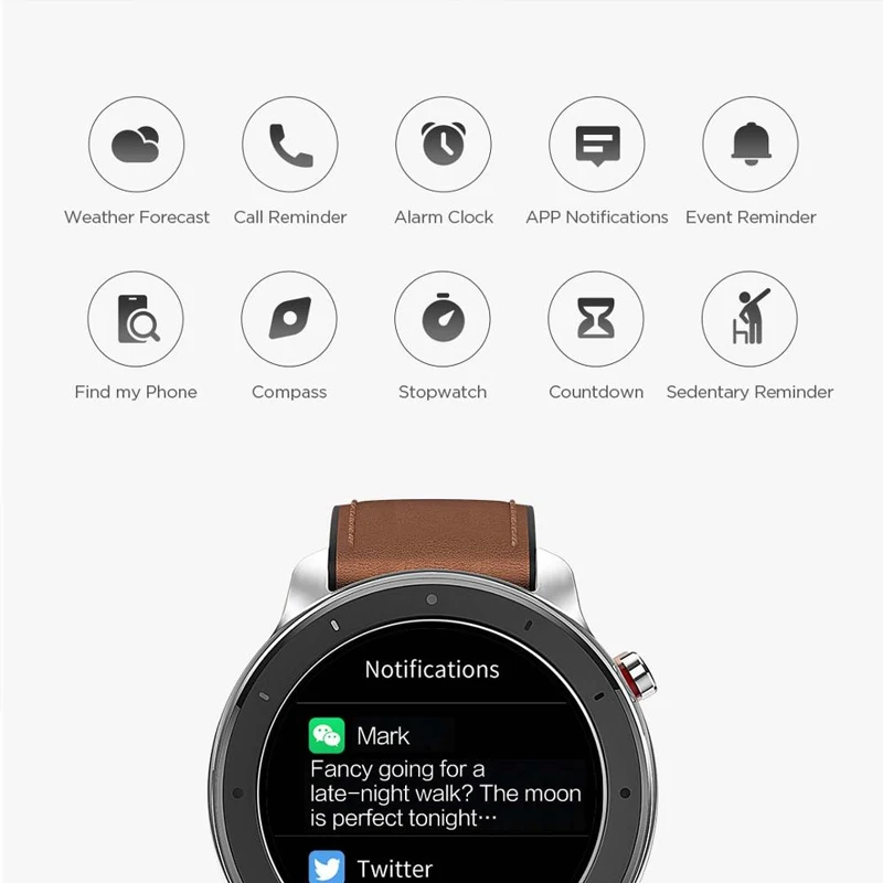 Умные часы Amazfit GTR 47 мм 5 АТМ новые умные с аккумулятором 24 дня управление музыкой