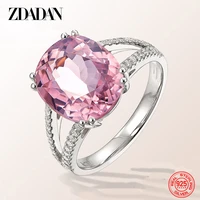 zdadan 925 sterling silver charm pink zirconia ring for women fashion wedding engagement jewelry gift