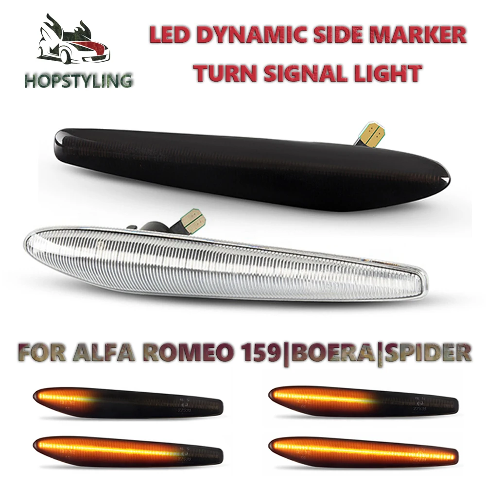 

NEW 2Pcs Dynamic LED Side Marker Light Flashing Lateral Turn Repeater Lamps For Alfa Romeo Boera Spider 159 Sportwagon Typ 939