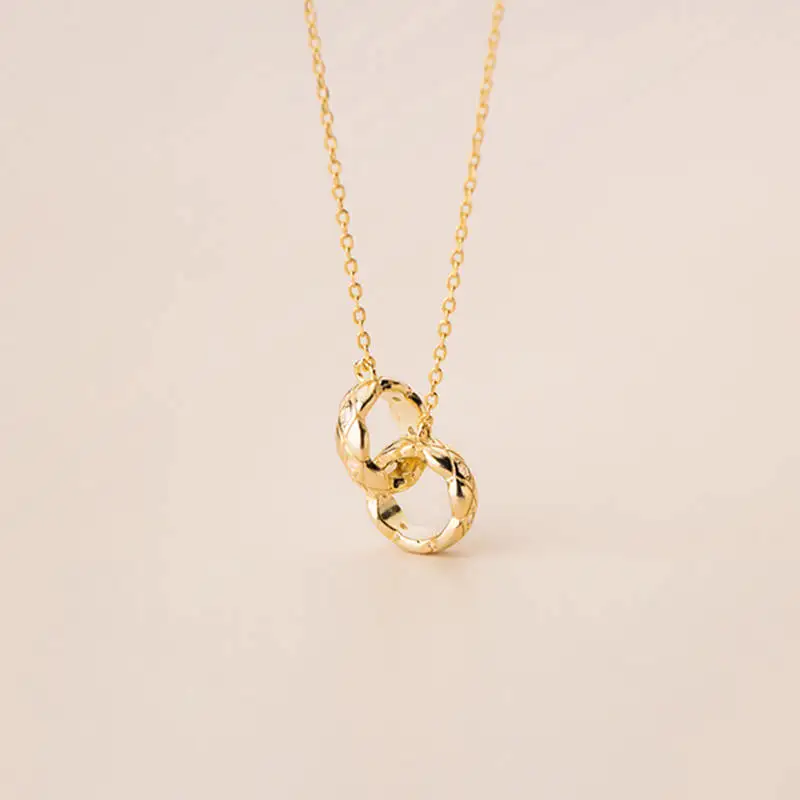 

PONYKISS Classic 925 Sterling Silver Two Round Cross Zircon Pandent Necklace for Women Party Fine Jewelry Accessory Gift