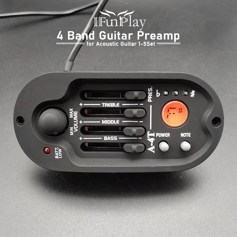 Акустическая гитара предусилитель 4 полосным A 4T звукосниматель для фолк гитары