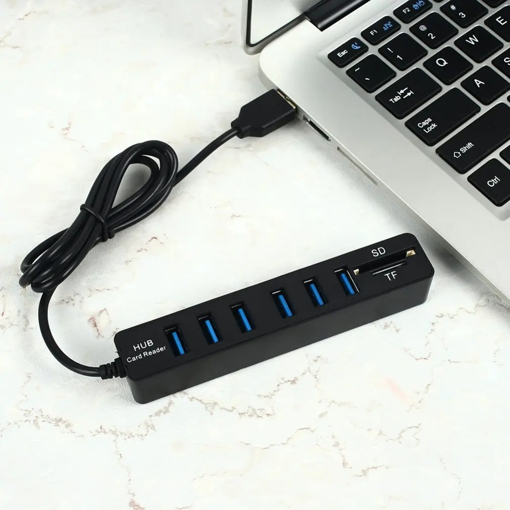 

Universal Mini USB Hub 2.0 High Speed USB Splitter 6 Port Hub Adapter With TF SD Card Reader For Windows Mac PC Accessories