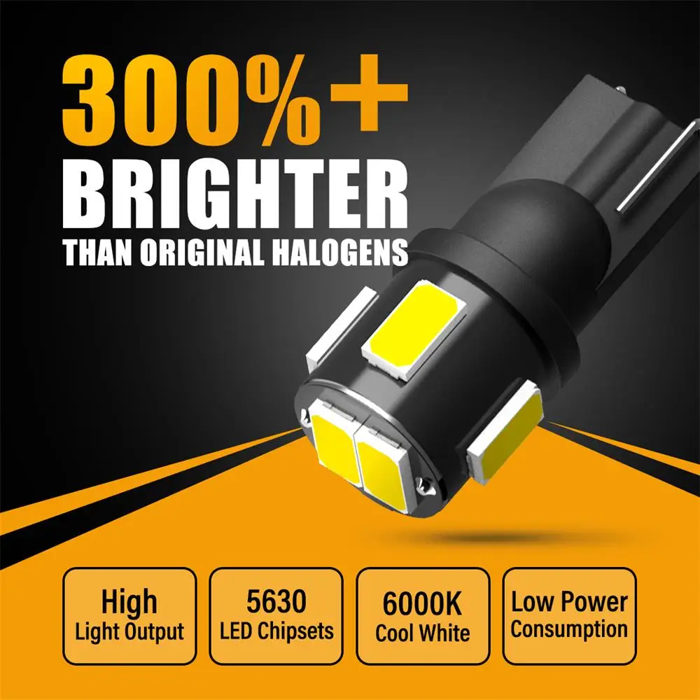 10x T10 LED W5W 168 194 лампы для габаритных огней автомобилей Volkswagen VW Passat B5 B6 B8 CC Polo Golf 4 5 6 7