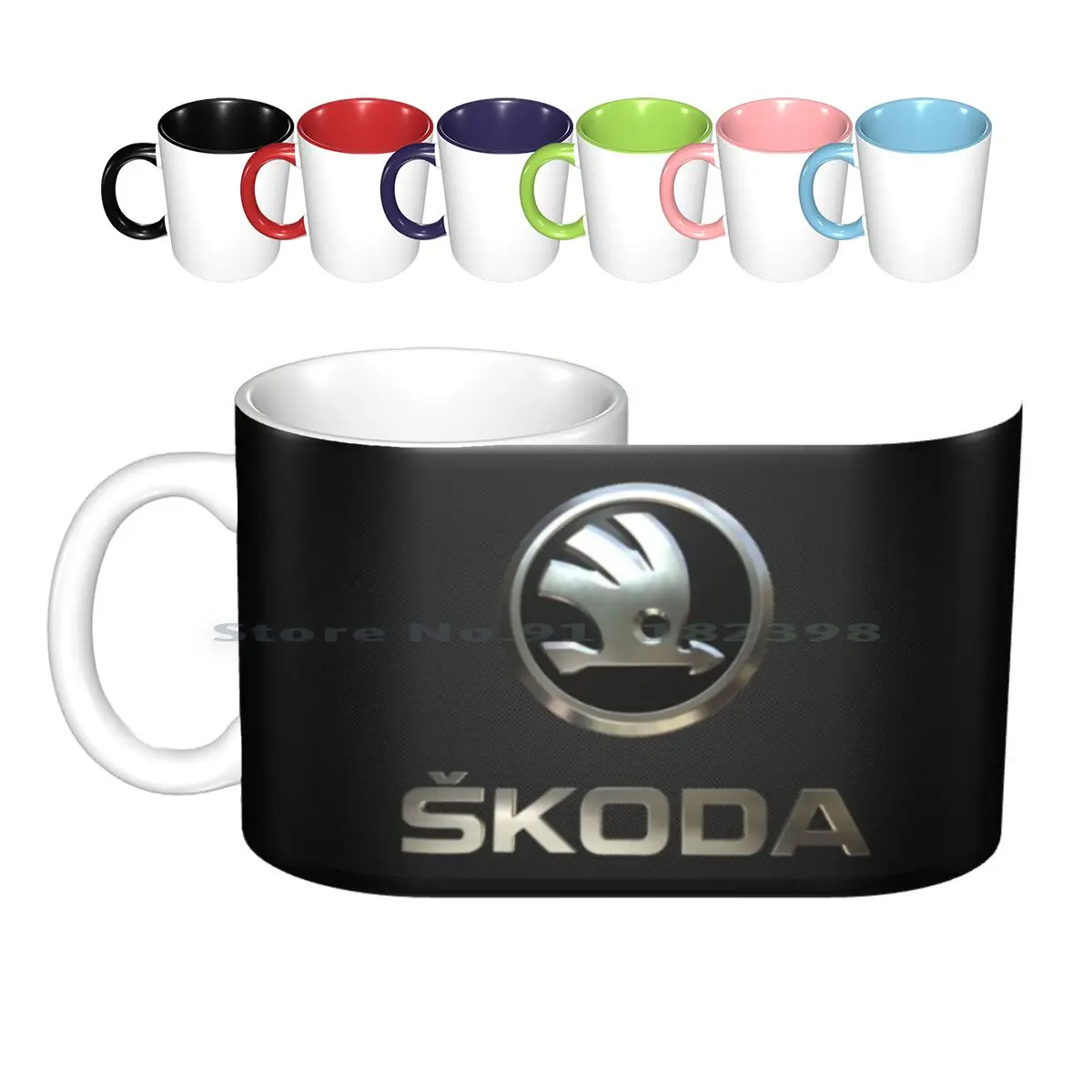Skoda Logo Ceramic Mugs Coffee Cups Milk Tea Mug Skoda Creative Trending Vintage Gift Bottle Cup