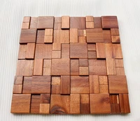 11 pcs natural teak wood moaic tile 3d solid wooden wallboard backsplash dq182