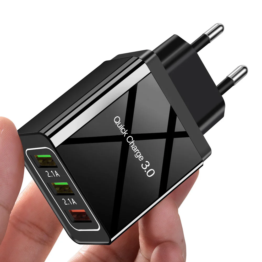 Full Black Быстрое зарядное устройство Suhach 3,0 USB зарядное устройство сетевой адаптер питания для мобильных телефонов iPhone iPad samsung Xiaomi QC3.0 быстрое зарядное устройство для путешествий - Тип штекера: Full Black