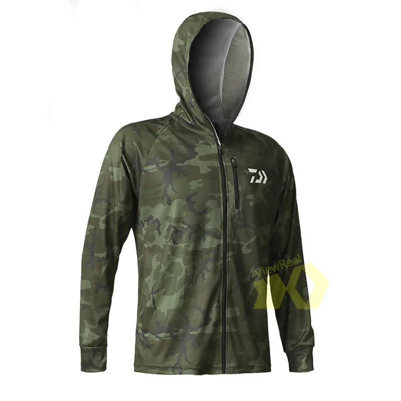 Daiwa Толстовка для рыбалки тонкая дышащая рубашка Мужская камуфляжная с длинным