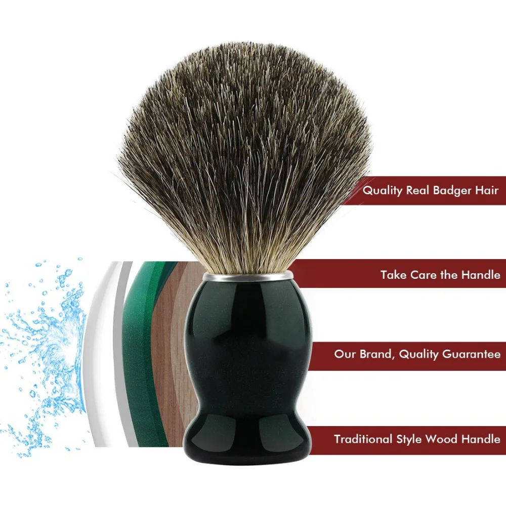 Набор кистей для бритья 3 в 1 деревянная ручка держатель из нержавеющей стали и