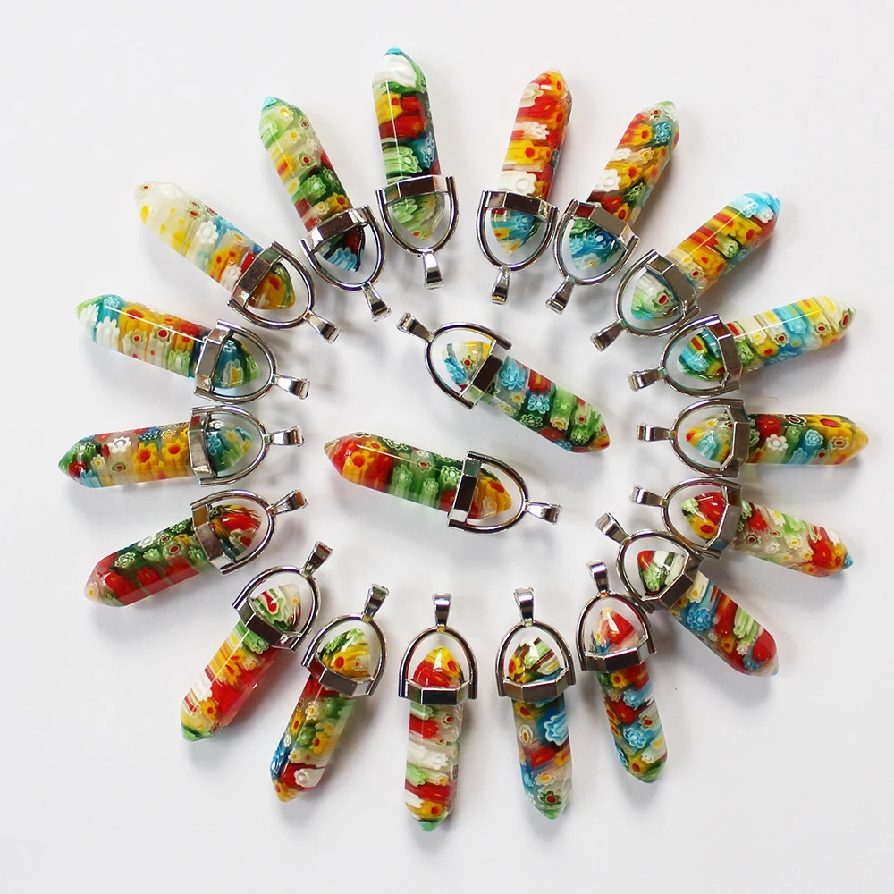 

2019 Z оптовая продажа 24 шт цвет пуля стеклянный кулон Бесплатная доставка