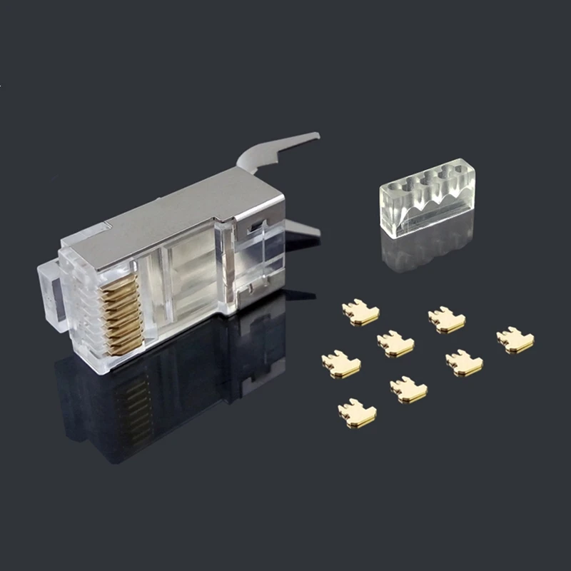 Rj45 разъем Rj 45 Ethernet Кабельный Cat7 Cat6A 8P8C Stp экранированный Cat 7 сетевые терминалы 1.m 50