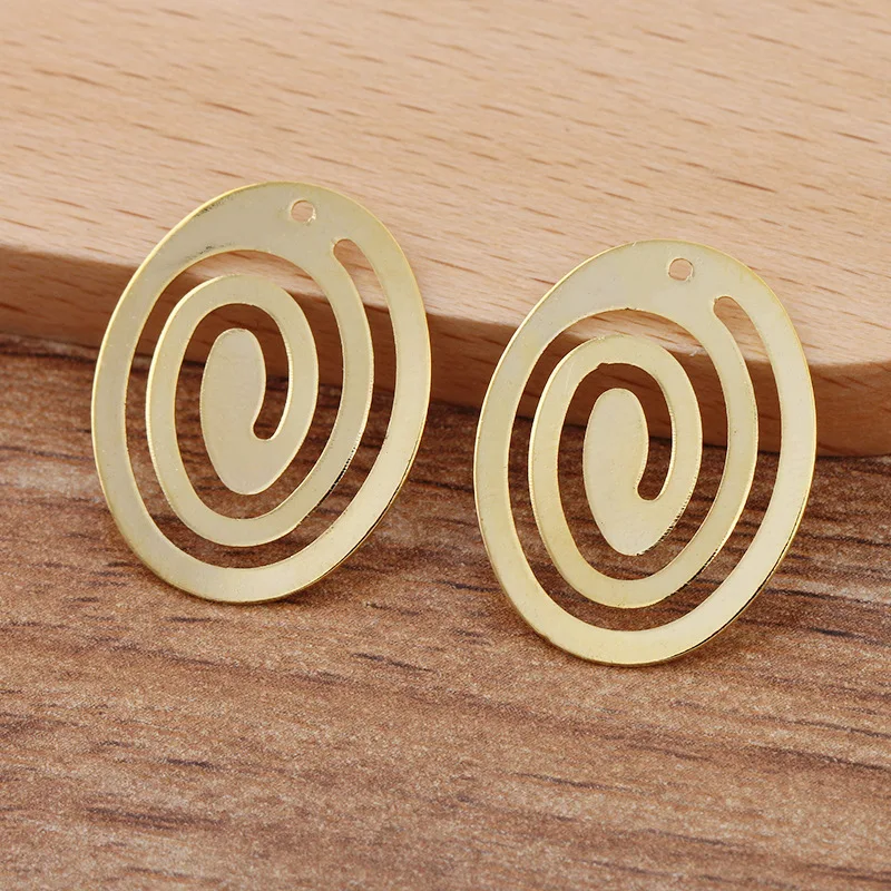 

100pcs 23x18mm Vintage Filigree Oval Pad Pendant Charms Brass Metal Women Dangle Earrings Making Settings Findings Accessories