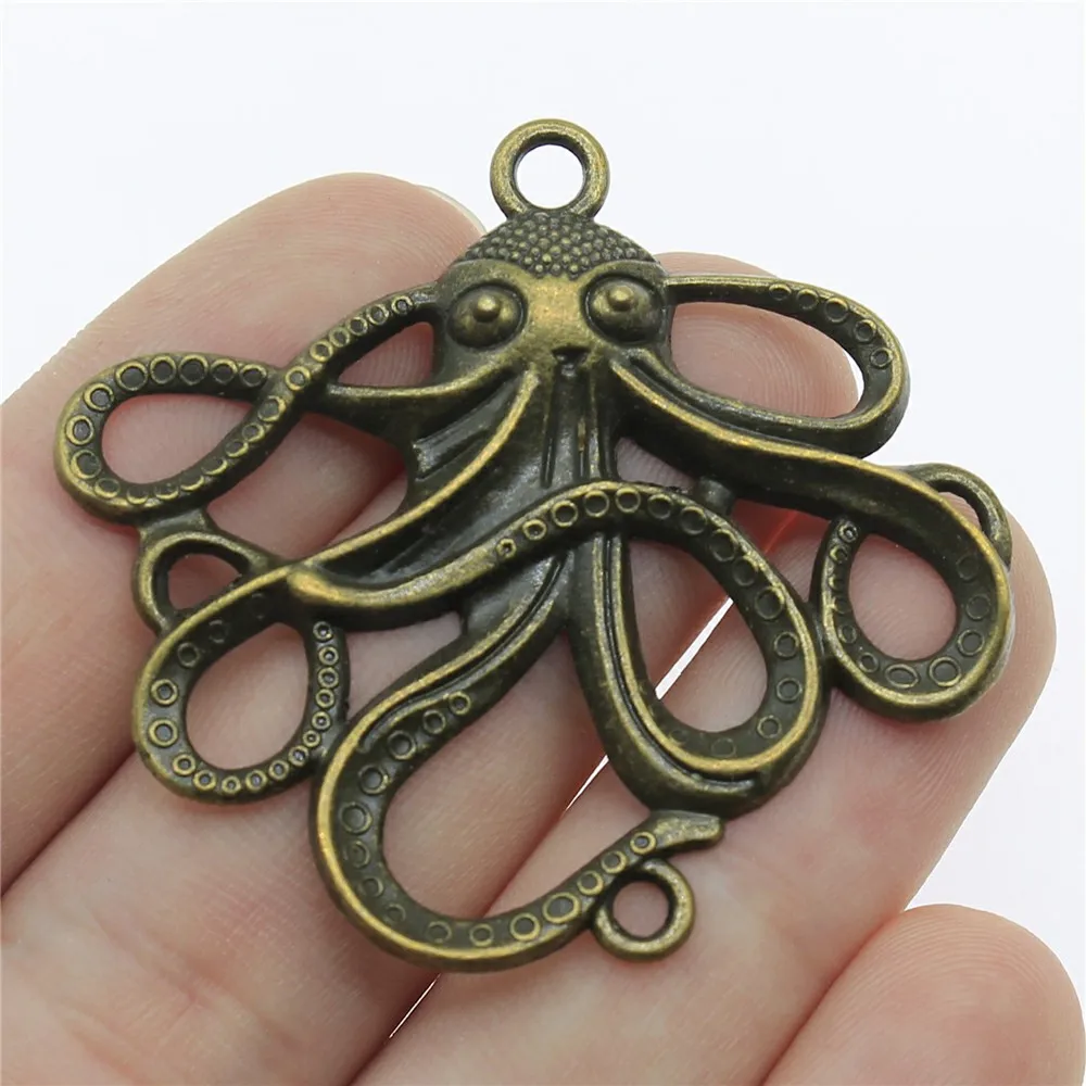 

2pcs/lot Octopus Connector Charms Connector For Jewelry Making 43x47mm 2 Colors Antique Silver Color Antique Bronze Accessories