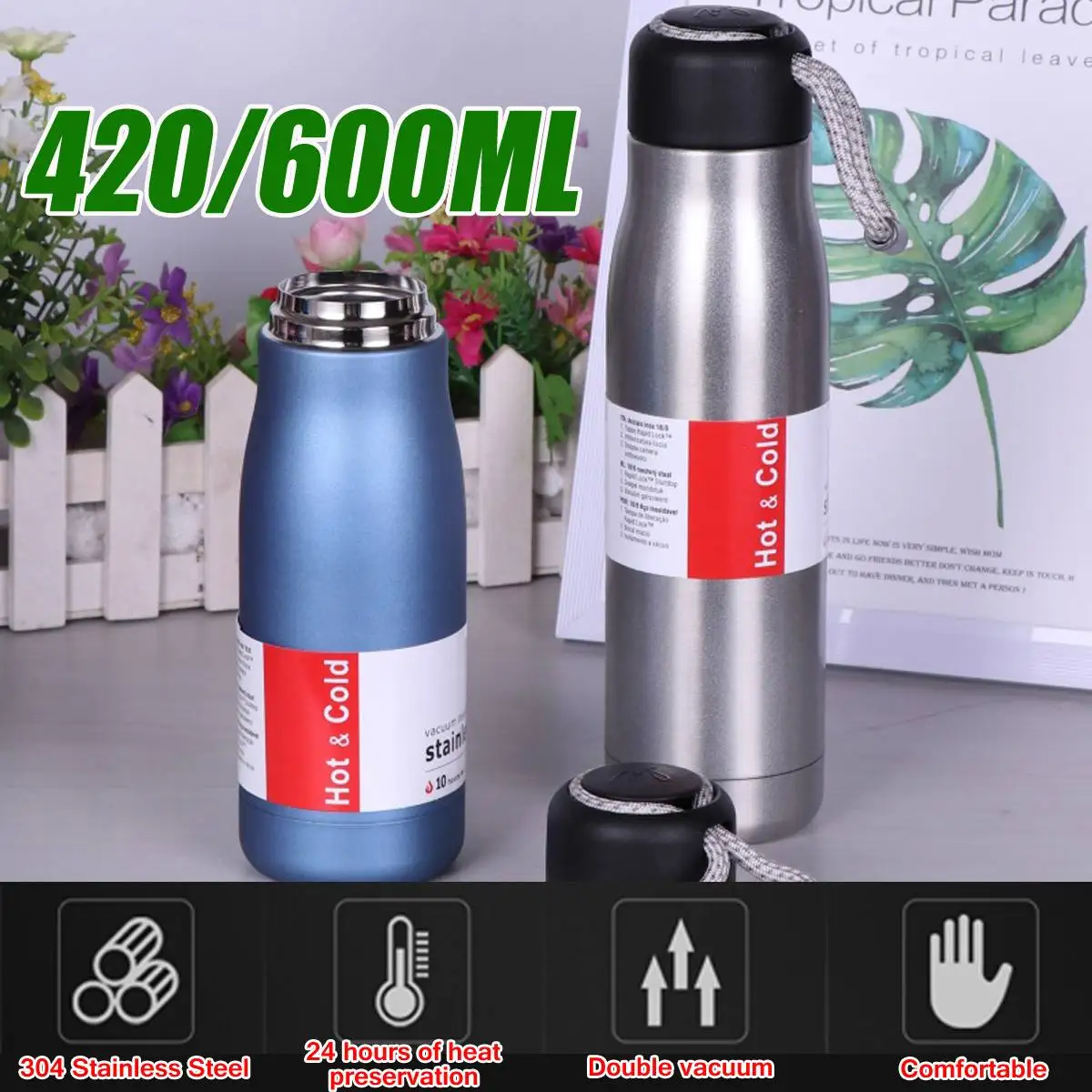 304 термосы из нержавеющей стали с двойными стенками бутылки для воды 420/600 мл