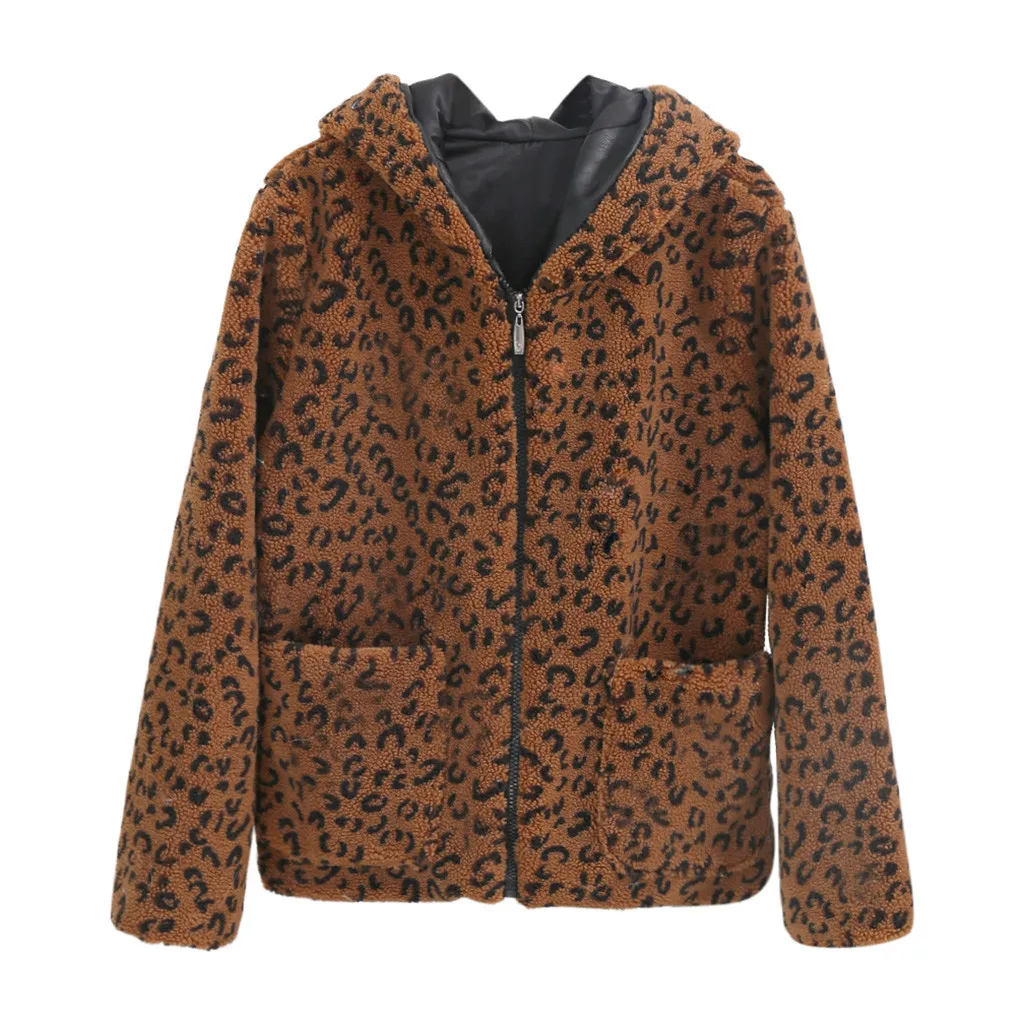 Женское пальто с леопардовым принтом veste femme manteau Короткое шерстяное длинными