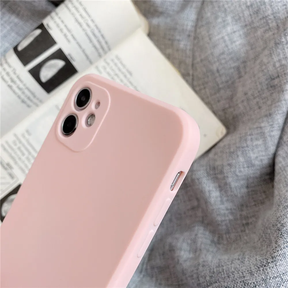 

Square Silicone Phone Case for iPhone 11 Pro Max X XR XS 8 7 6 6S Plus SE 2020 Case Full Camera Protection Back Cover Soft Black