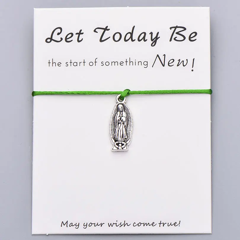 dark green Pipitree Lucky Wish Virgin браслет Mary Let Today Be New Start красные браслеты с подвесками для женщин, мужчин, девочек, ювелирный подарок - Окраска металла: dark green