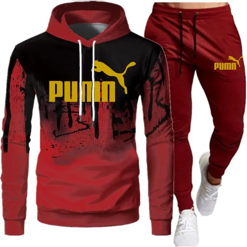 

Fashion Men Set Tracksuits Hooded + Pants 2020 Autumn Male Two Piece Sets Clothing Mens Casual Track Suit Sportswear Jacket+Pant