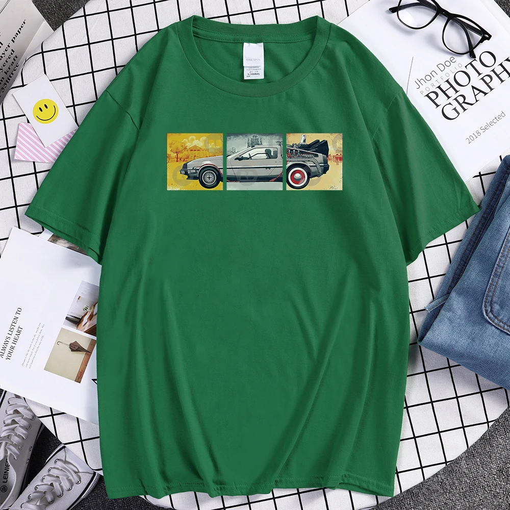 Мужская хлопковая футболка с коротким рукавом Back to the Future Повседневная Уличная