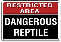 funny sarcastic metal tin sign man cave bar decor 12 x 8 inches estricted area dangerous reptile campground signs blue room sign