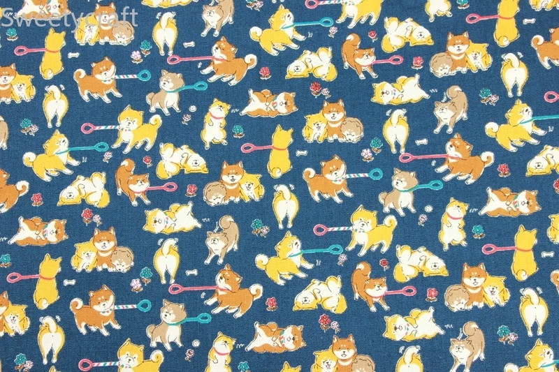 110x45 см Плотная хлопковая ткань по двору Милая животная с принтом Шиба ину tissus telas