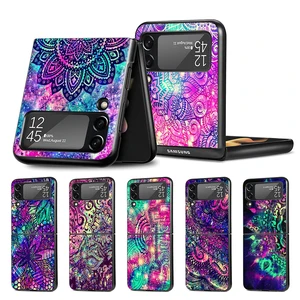 cell phone case for samsung galaxy z flip3 5g black coque z flip 3 hard pc luxury cover zflip3 funda capa mandala sunflower free global shipping