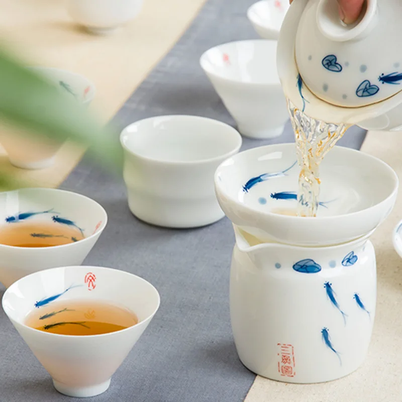 70 мл Jingdezhen ручная роспись с рисунком рыбы чайная чашка искусственная посуда