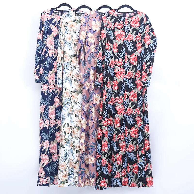 

Dubai Muslim Hijab Dress Women Boho Floral A-line Abaya Dresses Islamic Clothing Kimono Moroccan Kaftan Jubah Jilbab Long Elbise