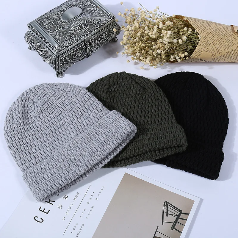 

2021 Trend Winter Knitted Corn Jacquard Hat Twist Double-layer Adult Wool Hat Duck Tongue Flanging Hat Watermelon Hat