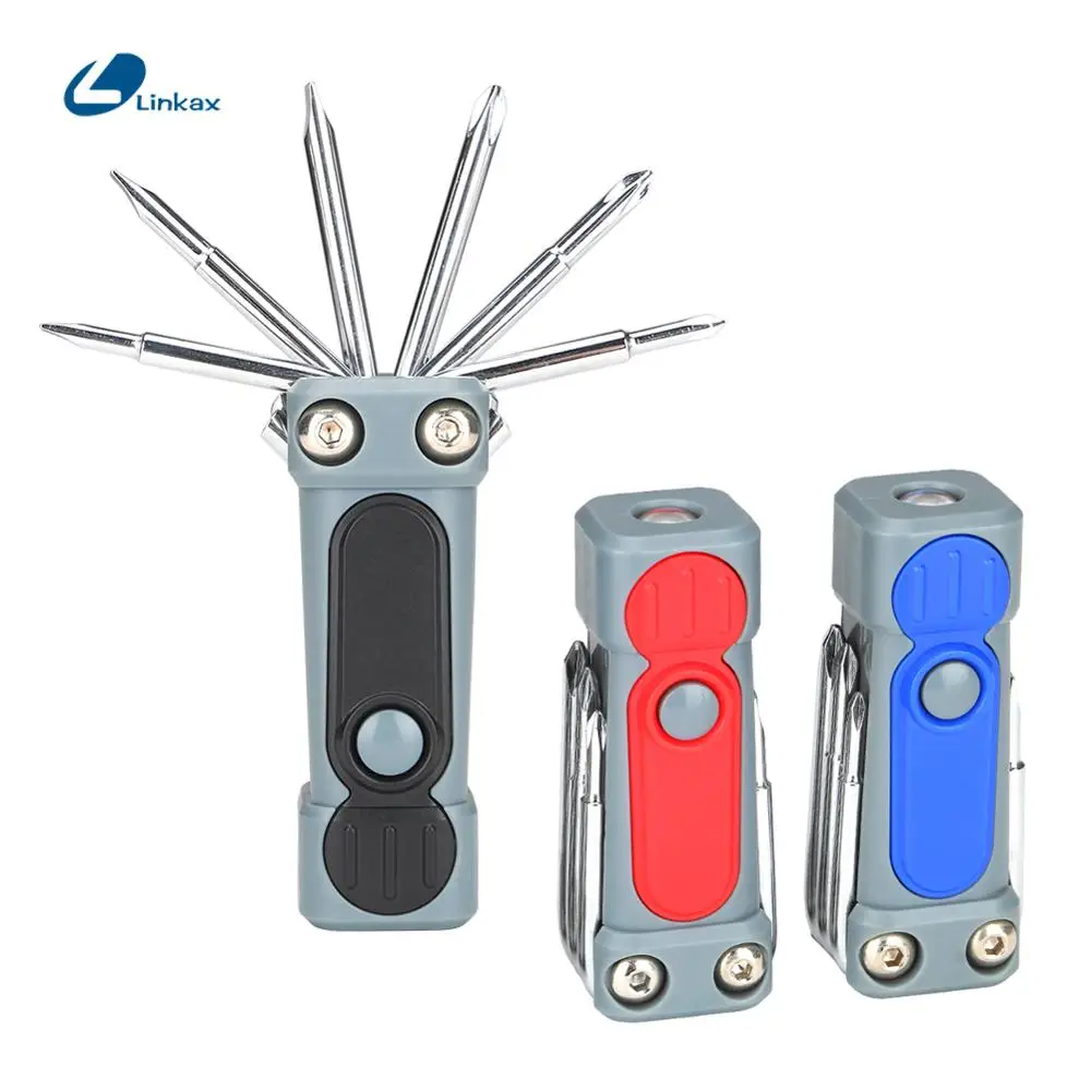 Многофункциональный светодиодный фонарик 6 в 1 стальной использование кнопки LR44