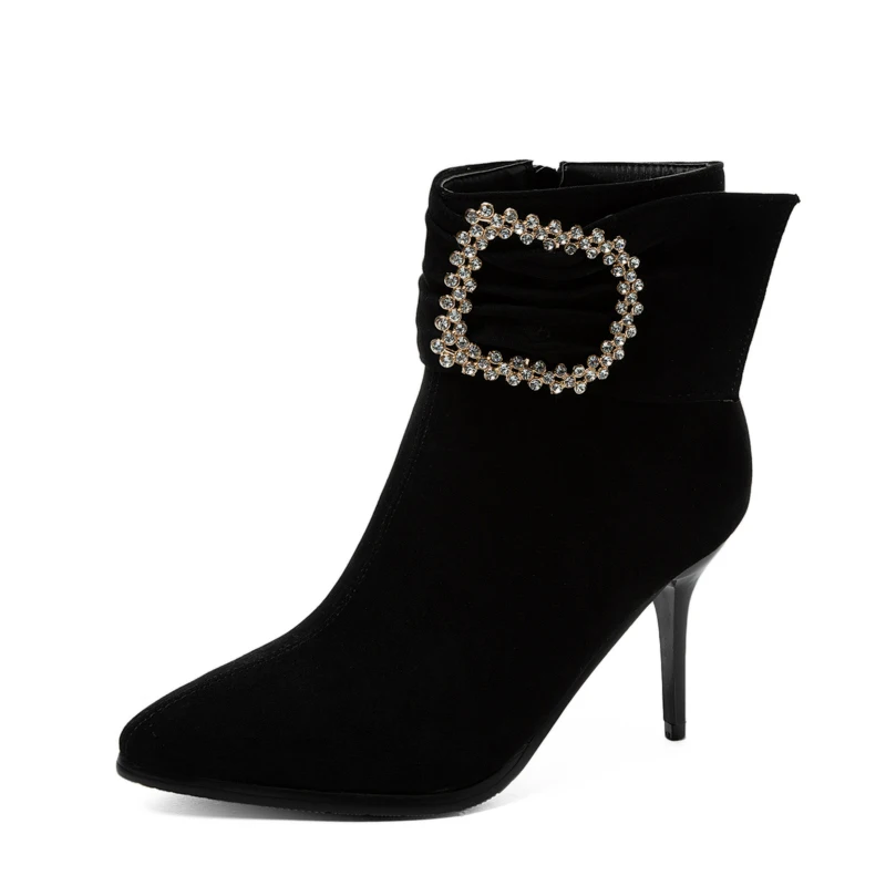 

Большие размеры; Декоративные ботинки с острым носком; Женская обувь; Женские ботильоны; Женские ботинки; Женская зимняя обувь