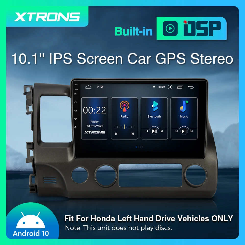Автомобильный мультимедийный плеер XTRONS IPS Android 10 для Honda civic 1-2007 левый руль