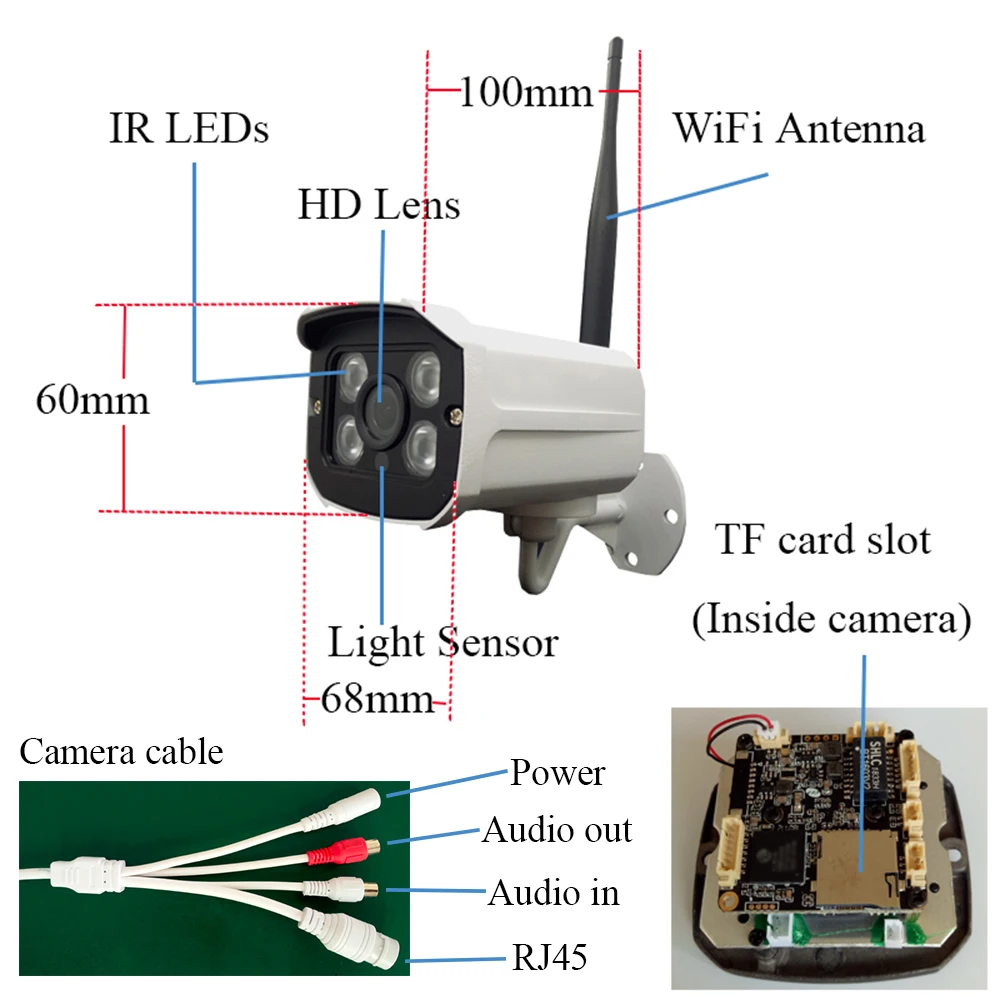 

Audio Wireless HD 1080P 2MP Sony Imx307 Sensor IP Camera WiFi Waterproof IR Night Vision CCTV Security H.265 Surveillance Camera
