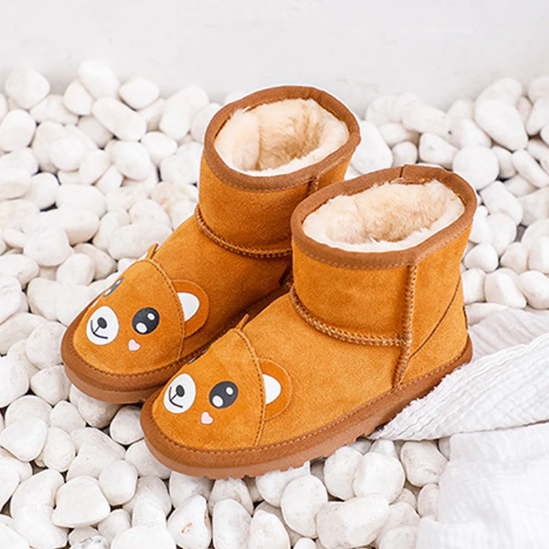 Children Snow Boots Lovely Cartoon Pattern Ankle Kids Boots for Boys Girls Winter Plush Warm Non Slip Toddler Teenages Boots